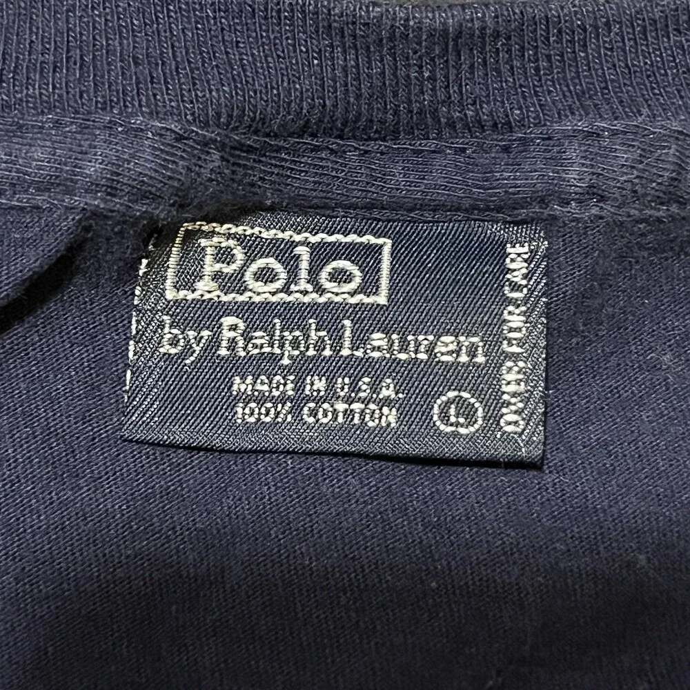 Vintage Polo Bear Ralph Lauren Polo Selvedge Shirt Men USA Made 90s Crewneck 80s